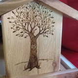 Woodburned Bird Feeder